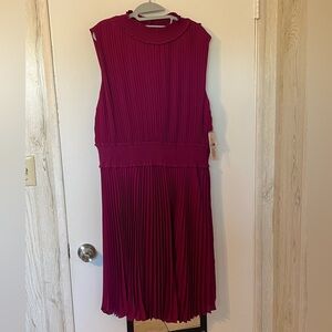 Nanette Lepore Burgundy Pleated Dress